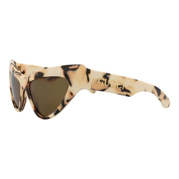 Gucci Womens Cat Eye Ivory Ivory Brown Fashion Designer Eyewear - Picture 1 of 4